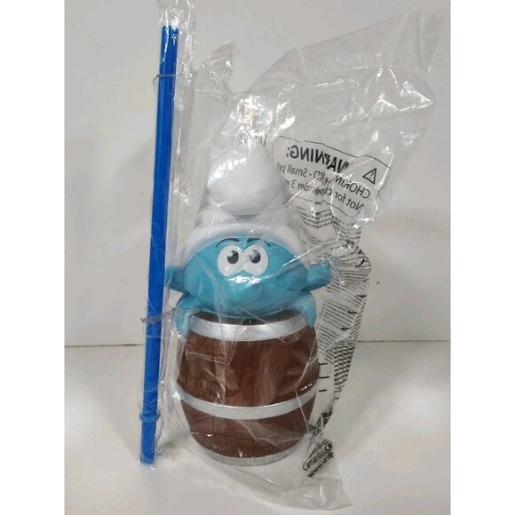 Smurfs Movie 2025 Pre Release Barrel Cup In Original Plastic Wrap Kids Size 7" - Picture 1 of 2